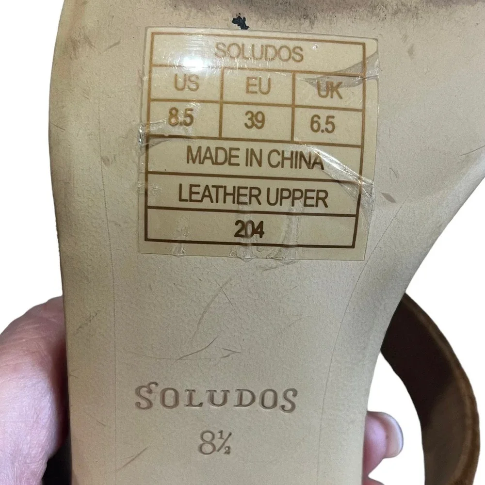 Soludos Ines Suede Open Toe Block Heel Sandals Walnut Brown Size 8.5